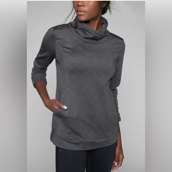 Athleta Stowe Pullover in Gray Small Funnel Neck Activewear Athleisure - Picture 1 of 8